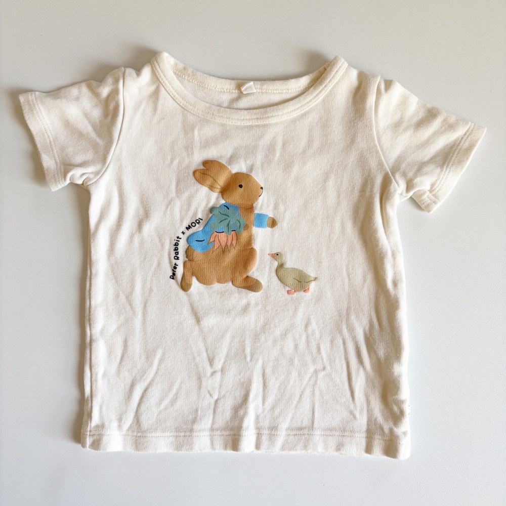 MORI x Peter Rabbit Toddler Graphic Cream Bamboo Blend Storybook Tee Size 2-3Y